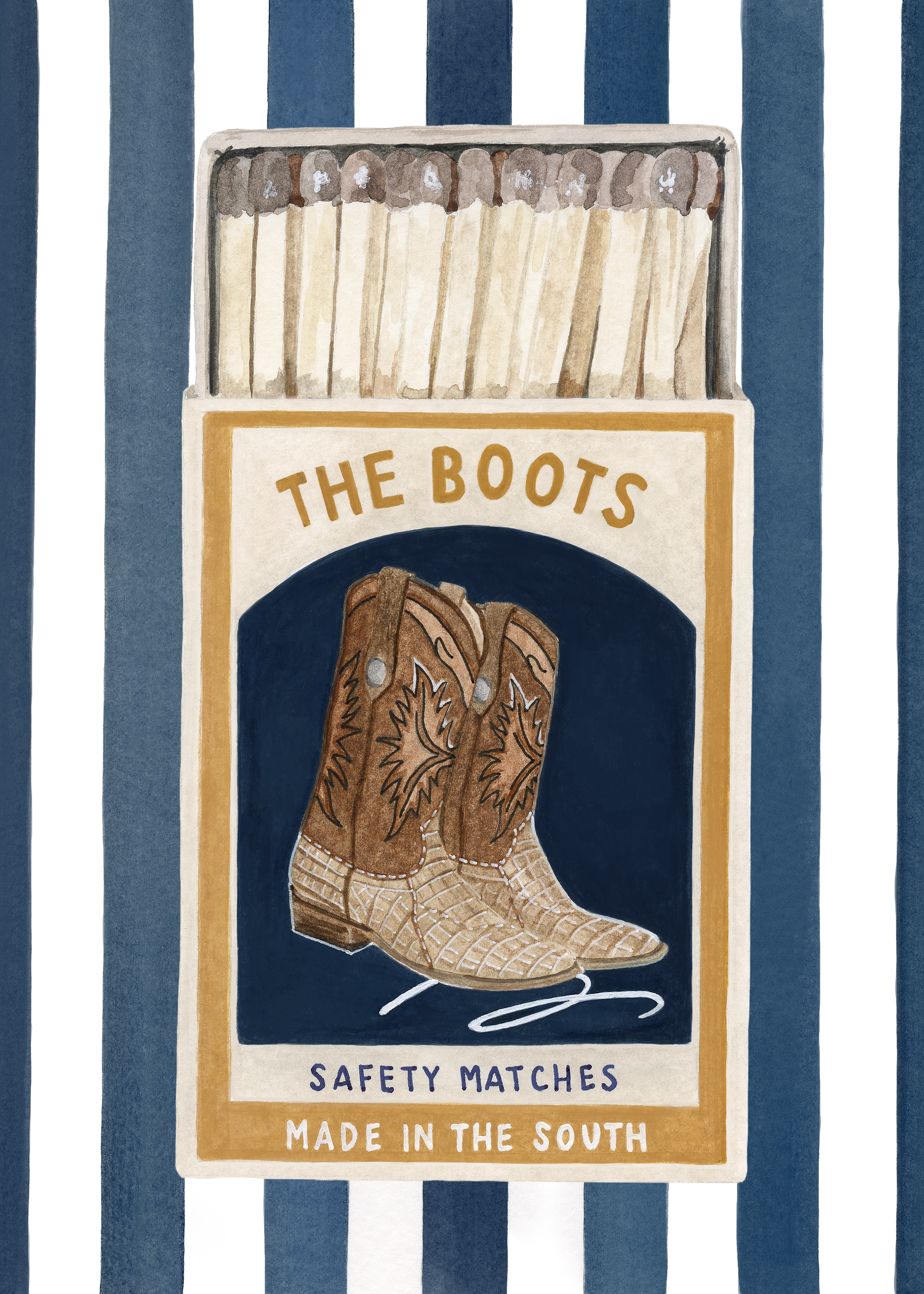 "The Boots" Print (with stripes)