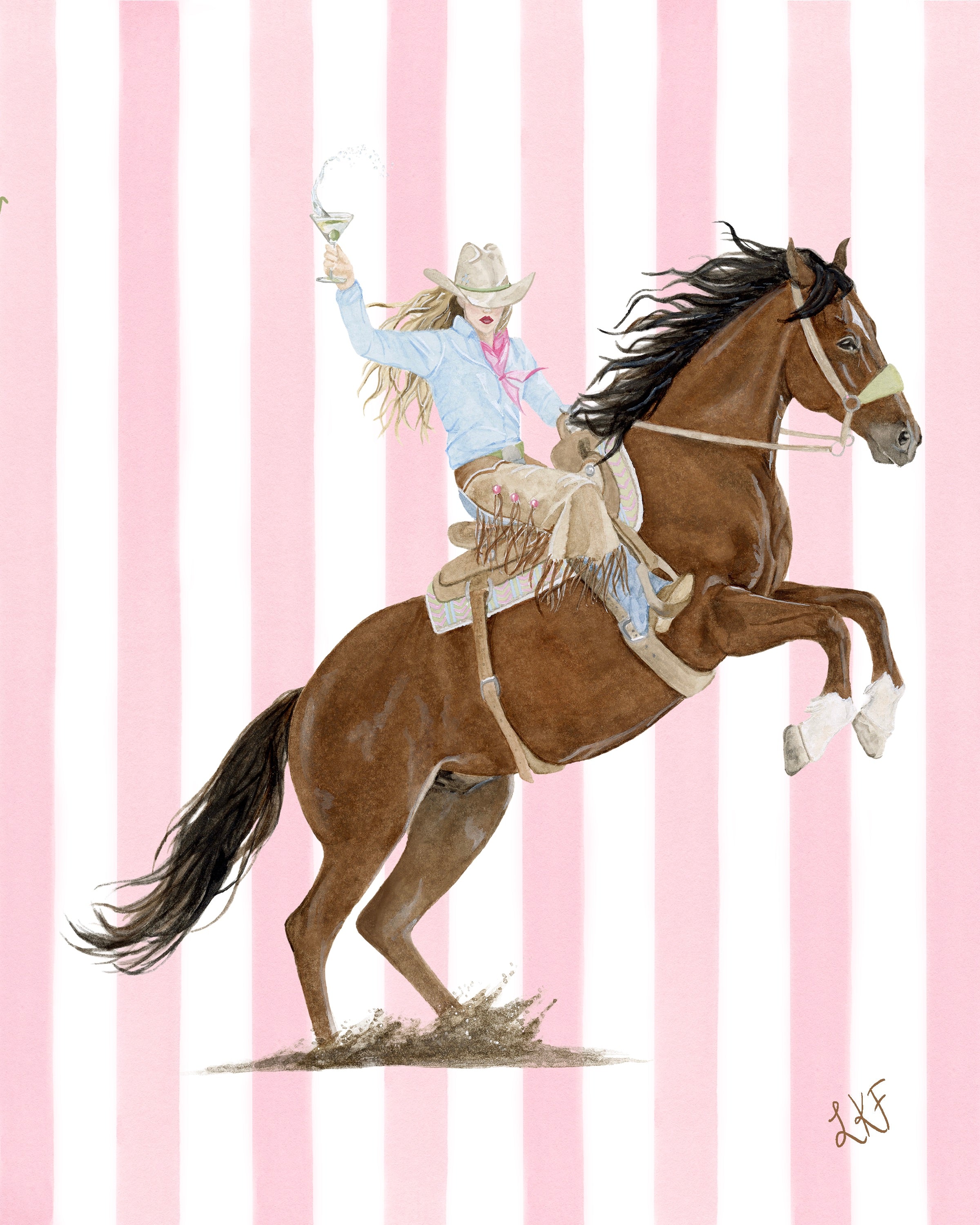 “Olive The West" Print With Stripes